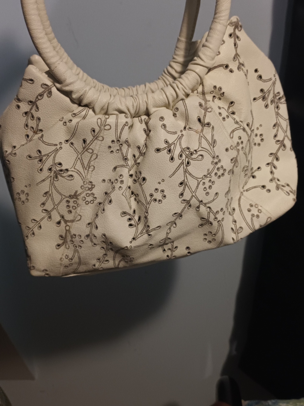 Coldwater Creek Cream Floral-Embroidered Shoulder Bag